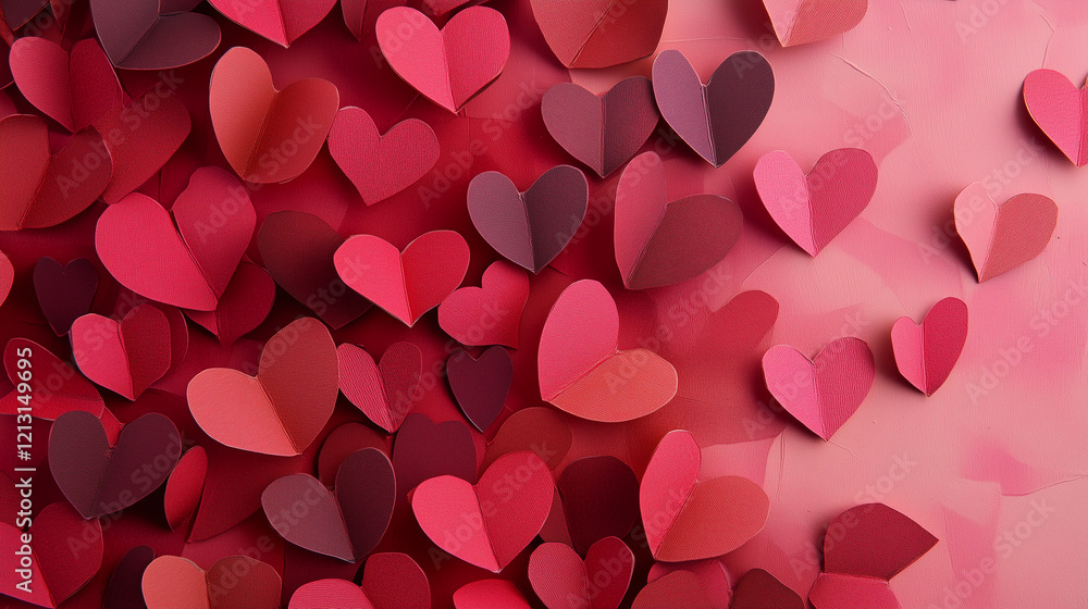 paper hearts on pink background, valantine's day paper hearts on pink background, valantine's day