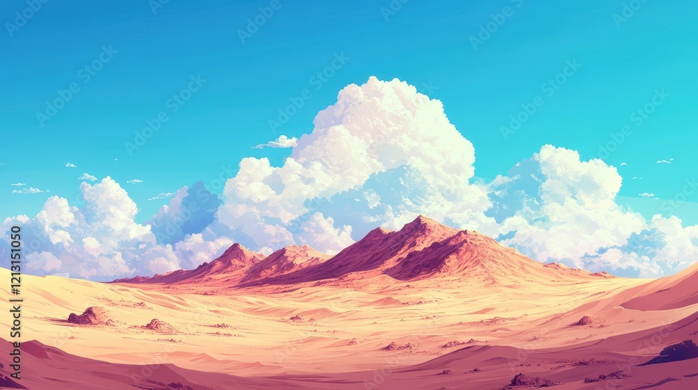 Naklejka premium Desert Mountains Under a Huge Summer Sky