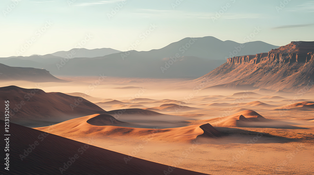 Naklejka premium vast desert sunlit valley