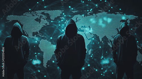 Hacker are planning to hack and attack networks and cyber security systems.team people innovation connection of line from nail node to node on map background , networking concept