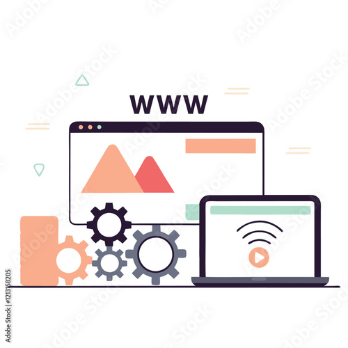 Isometric Content Management System: Data Flow & Organization Visualization 3d ui ux cms web icon   