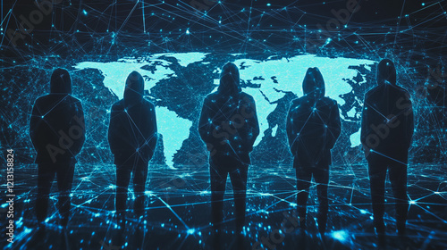 Hacker are planning to hack and attack networks and cyber security systems.team people innovation connection of line from nail node to node on map background , networking concept