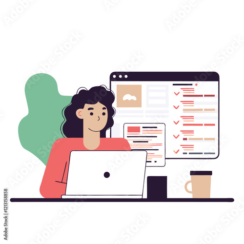 Digital Nomad's Coding Haven: Laptop, Web Development, Modern Workspace, Clean Design, Creative Tech