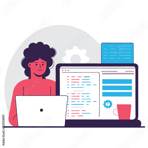 Digital Nomad's Coding Haven: Laptop, Workspace, Web Development Bliss UI UX CSS code data HTML tech