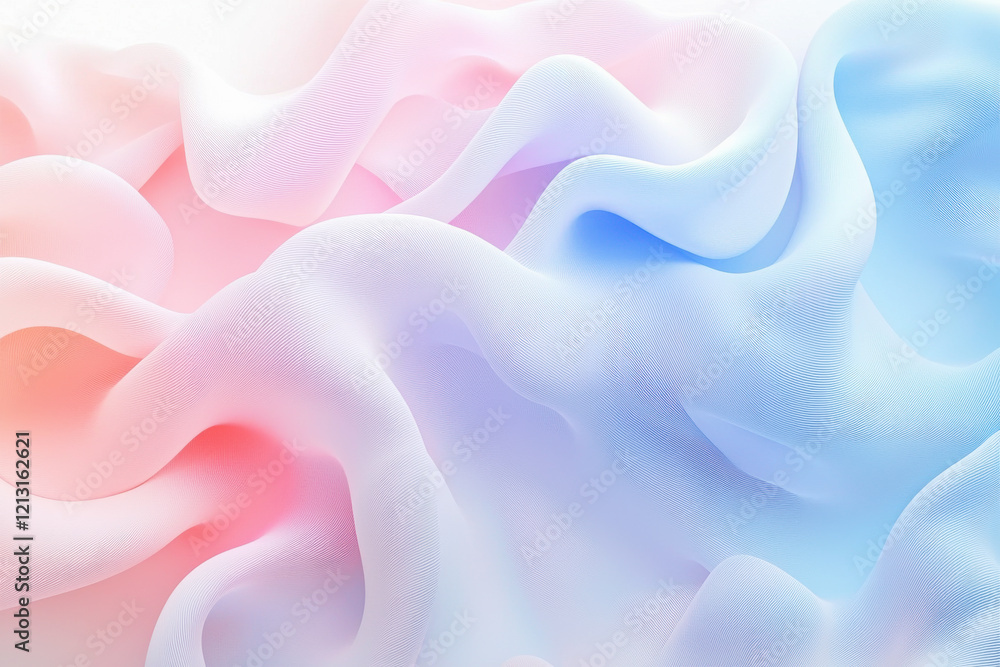 Obraz premium Soft gradient pattern flowing seamlessly from pale pink to baby blue on a white background in high resolution