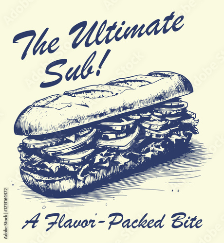 The ultimate sub sandwich vector illustration