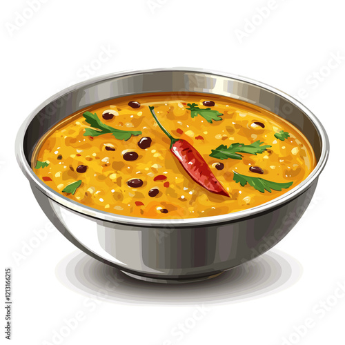 Illustrated Indian Dal Tadka with Garnish