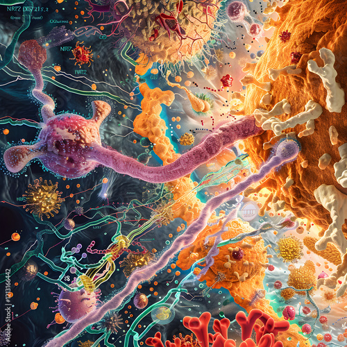 Detailed Illustration of the NRF2 Pathway and Components in Cellular Oxidative Stress Response photo