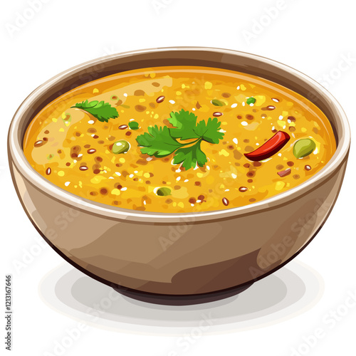 Illustrated Indian Dal Tadka with Garnish