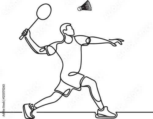 Badminton Smashing Action, Stunning Line Drawing Vector Art of a Player