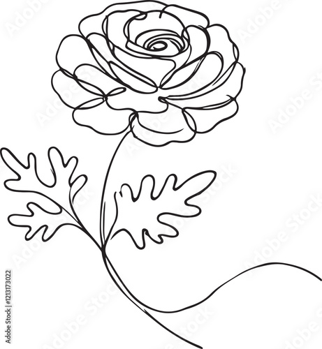 Ranunculus Flower Line Art | Stunning Vector Illustration for Designers