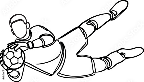 Vector Line Art of a Soccer Goalie in Action – Epic Save Illustration