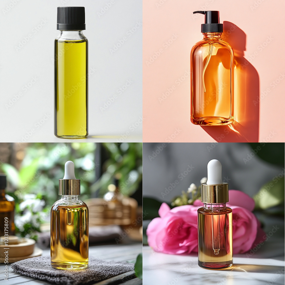 bottles of perfume and flowers