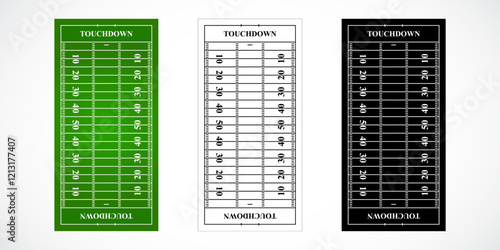American Football Field Layouts in Three Styles