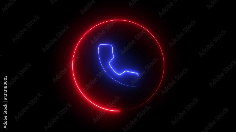 Glowing neon calling icon with neon circle on black background. Glowing neon Phone Call icon Animation Neon red call icon voice animation on black background. Glowing neon calling icon with neon circle on black background. Glowing neon Phone Call icon Animation Neon red call icon voice animation on black background.