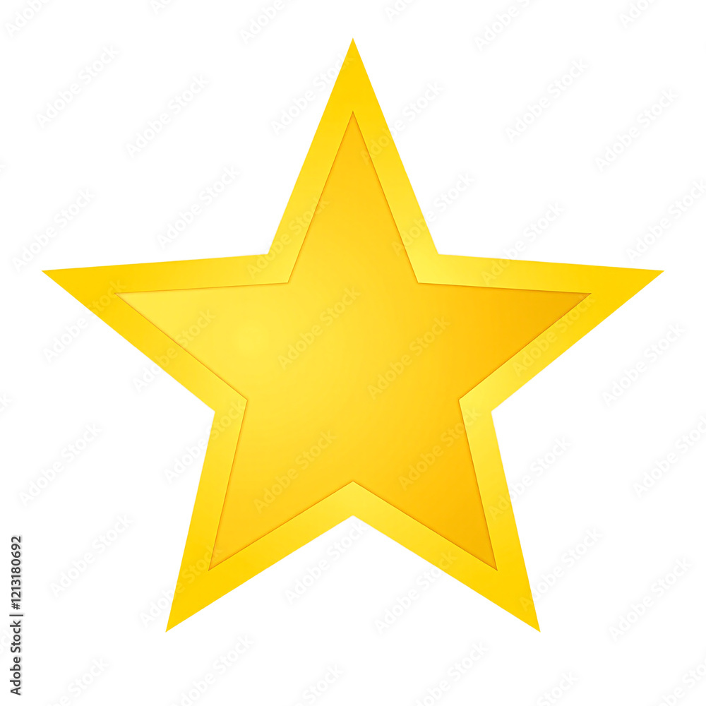 Shiny yellow star badge on white background conveying excellence Shiny yellow star badge on white background conveying excellence