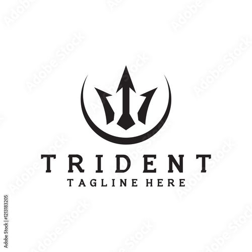 trident logo poseidon icon vector illustration template design