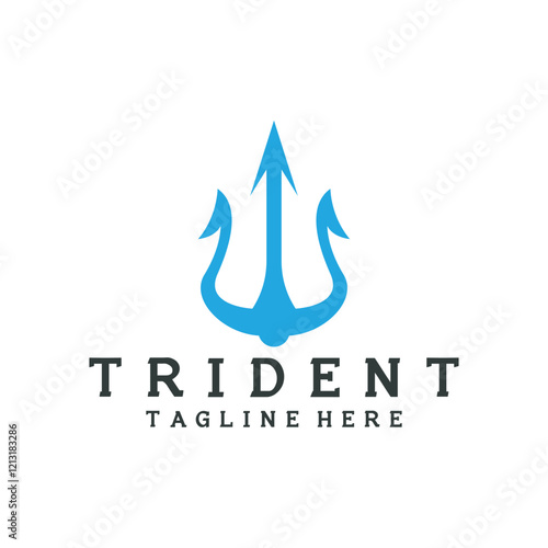 trident logo poseidon icon vector illustration template design