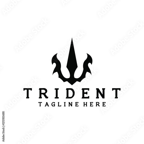 trident logo poseidon icon vector illustration template design