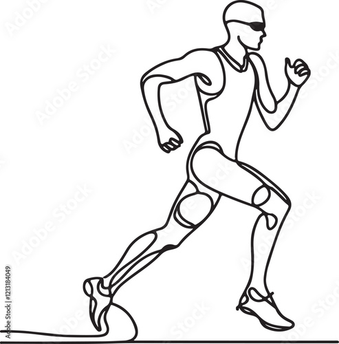 Minimalist Vector Art. Triathlete in Action at the Finish Line
