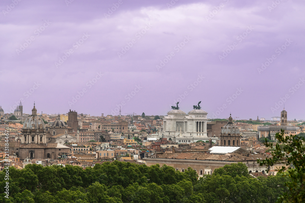 View of Roma from hill in late summer View of Roma from hill in late summer