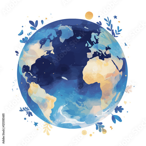 Earth's Atmosphere – Captivating Watercolor Vector Illustration, Planetary Atmosphere Design, Nature-Inspired Artwork, Earth's Protective Atmosphere Vector.  
