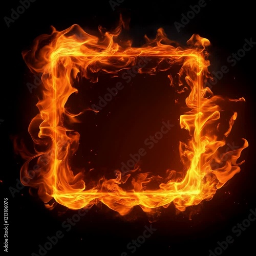 Square frame of flames and tongues of fire