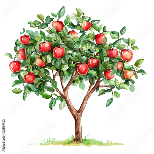 Emu Apple Tree with Fruit – Stunning Watercolor Vector Illustration, Unique Australian Tree Design, Nature-Inspired Artwork, Fresh Emu Apple Tree with Fruit Vector.  
