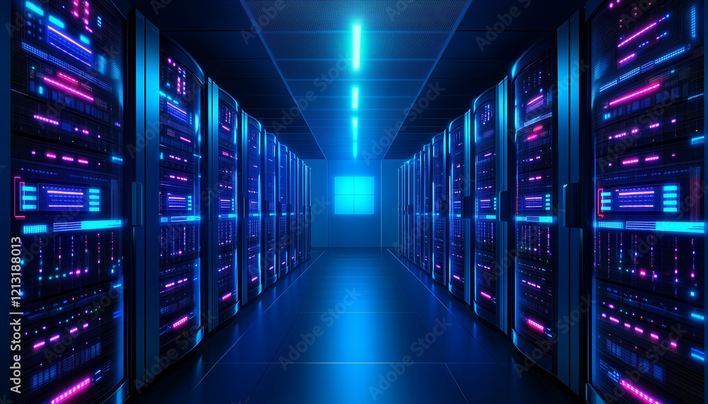 Obraz premium center server room with racks IT technology