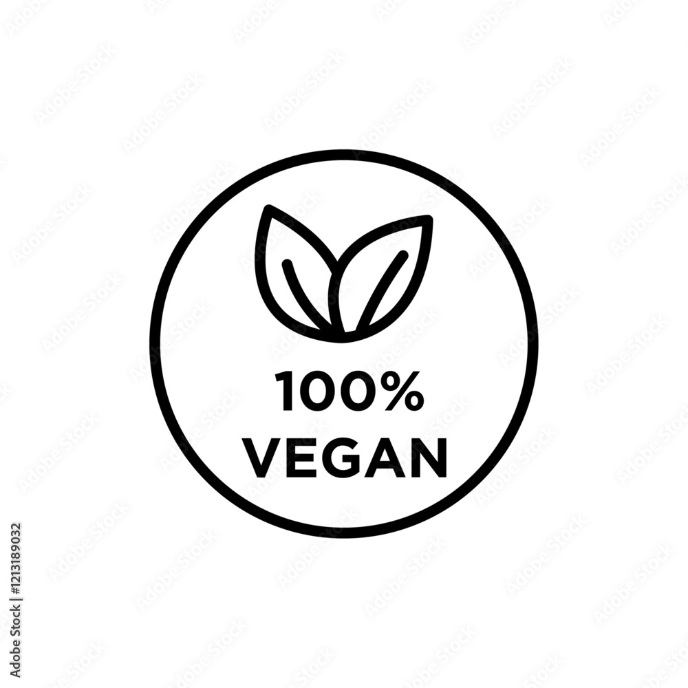 100 vegan icon black and white vector sign 100 vegan icon black and white vector sign