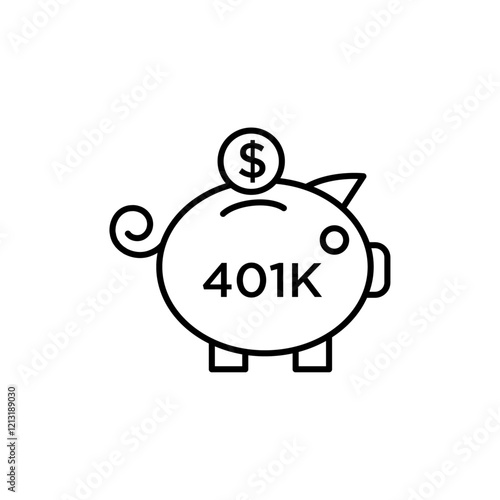 401k retirement savings icon black and white vector sign