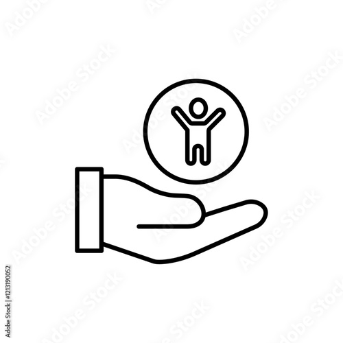 Child custody icon black and white vector sign