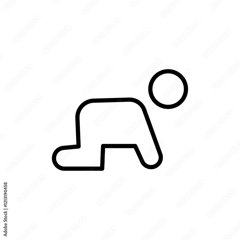 Fototapeta premium Crawling baby icon black and white vector sign