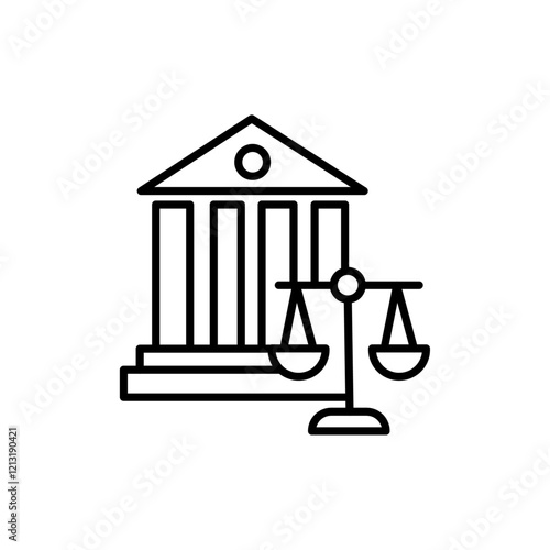 Court judgement icon black and white vector sign