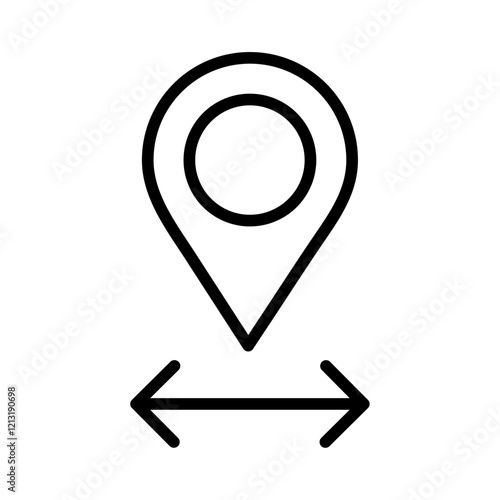 Destination distancing icon black and white vector sign