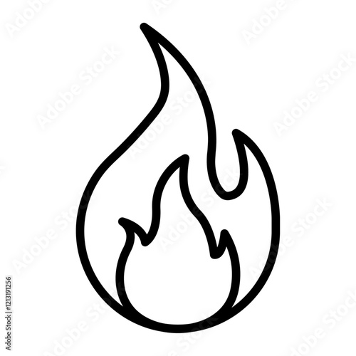 Fire flame icon black and white vector sign