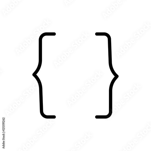 Font brackets icon black and white vector sign