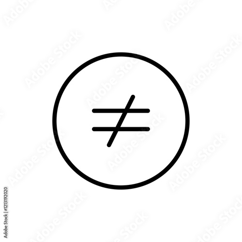 Inequality icon black and white vector sign