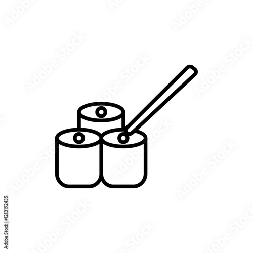 Maki sushi roll icon black and white vector sign
