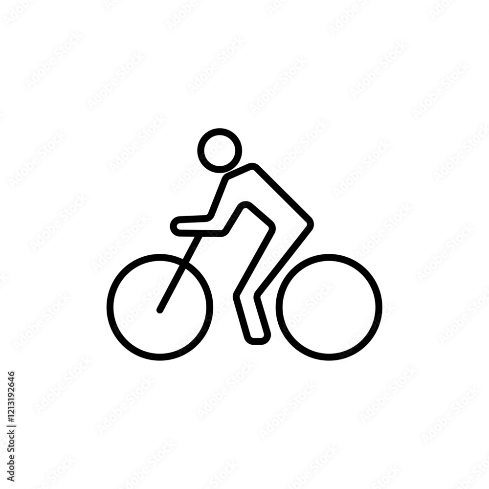 Obraz premium Man on bicycle icon black and white vector sign