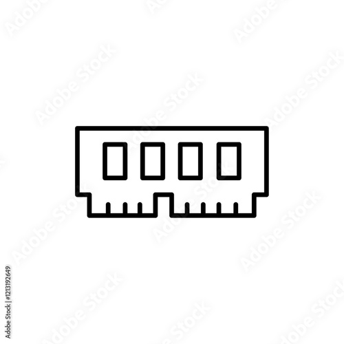 memory, ram icon black and white vector sign