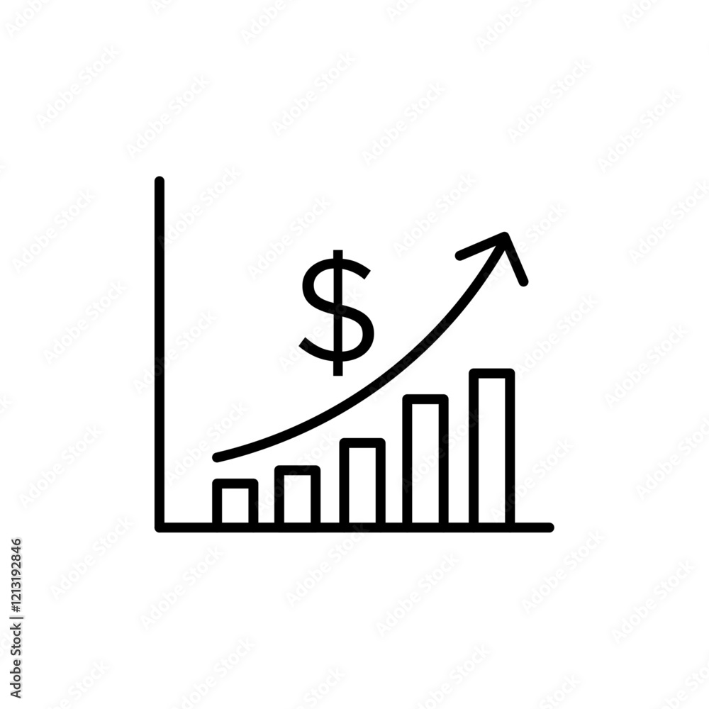 Money growing icon black and white vector sign Money growing icon black and white vector sign