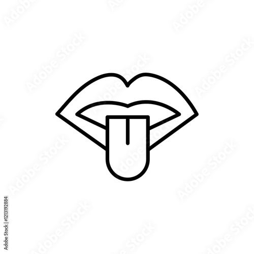 Mouth sticking tongue out icon black and white vector sign