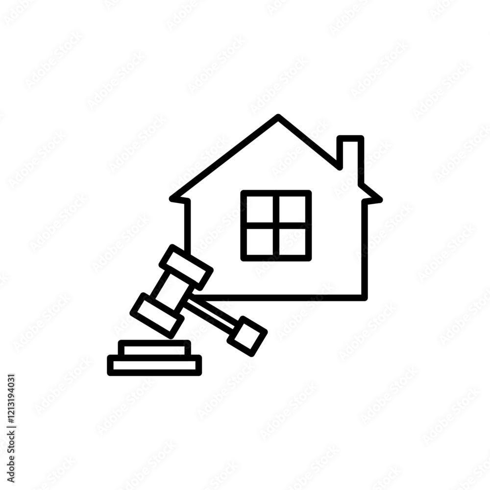 Real estate auction icon black and white vector sign Real estate auction icon black and white vector sign