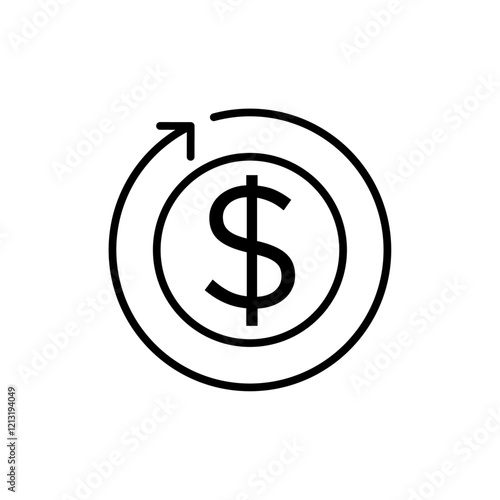 refund money icon black and white vector sign