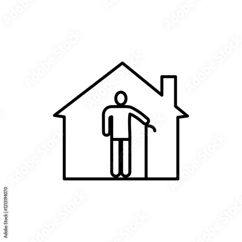 Retirement home icon black and white vector sign
