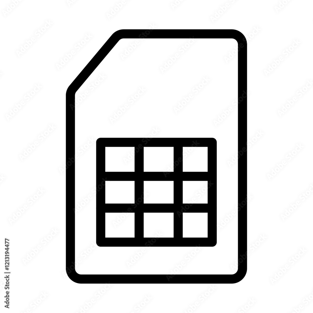 Sim card icon black and white vector sign Sim card icon black and white vector sign
