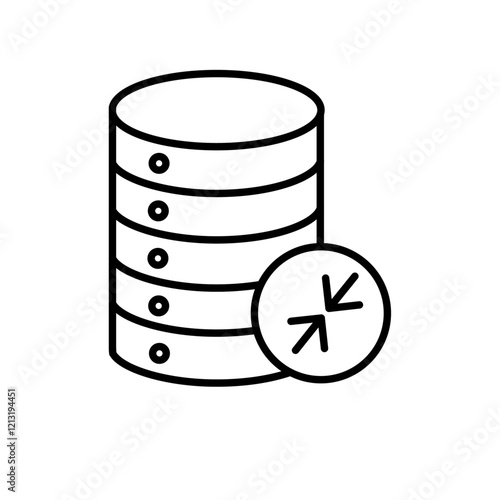 Shrink database icon black and white vector sign