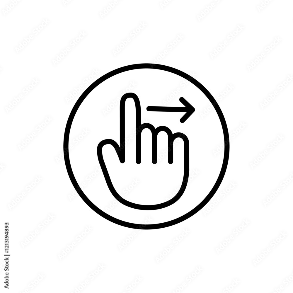 Swipe right icon black and white vector sign Swipe right icon black and white vector sign