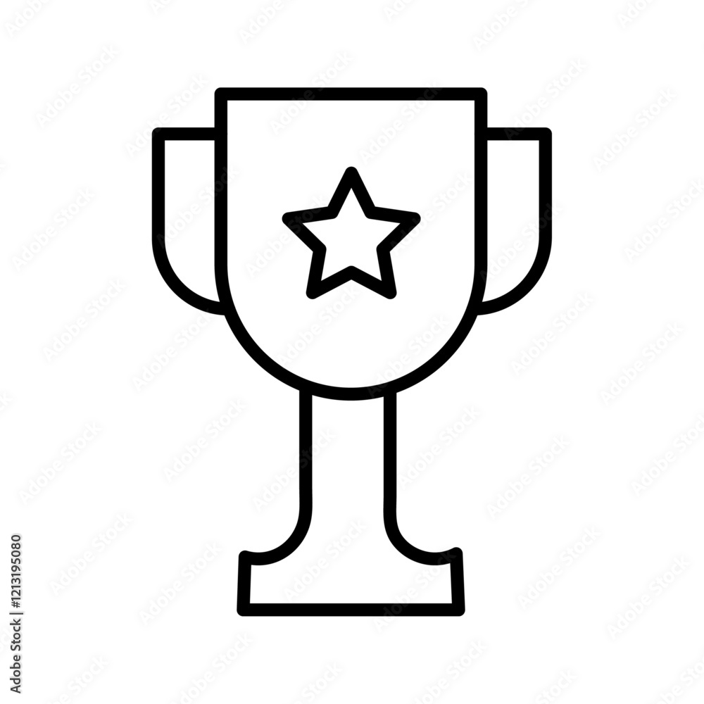 Trophy cup with star icon black and white vector sign Trophy cup with star icon black and white vector sign